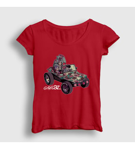 Presmono Kadın Beyaz Geep Gorillaz T-Shirt 402568tt (Kırmızı)