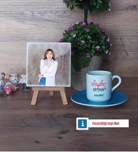 Sosyal Bilgiler Öğretmeni Fotoğraflı Dekoratif Taş, Ahşap Altlıklı Türk Kahvesi Fincanı Hediye (Model 5)