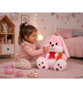 100 cm Elinde Havuç Tutan Tavşan (Pembe)