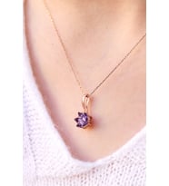Lotus Çiçeği 14K Rose Altın Kaplama Kadın Kolye (8 RENK) (Mor)