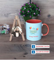 Doğum Günü Hediyesi Kupa Bardak Beyaz ve Fotoğraflı Ahşap Anahtarlık Hediye (Model 13)