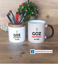 Göz Doktoru Kalemlik, Kupa Bardak T Kişiye Özel Hediye (Model 3)
