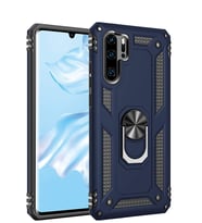Microsonic Huawei P30 Pro Kılıf Military Ring Holder (Lacivert)