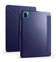 Xiaomi Mi Pad 5 Kılıf Kalem Bölmeli Standlı Ön Arka Tam Koruma Katlanabilir Uyku Modlu Kılıf Tri Folding (Lacivert)