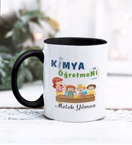 Kimya Öğretmeni Tasarımlı Kişiye Özel Kupa Bardak (Siyah)