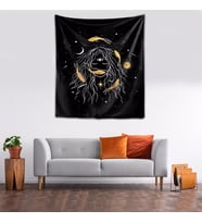 Yıkanabilir Leke Tutmaz Mikropetek Kumaş Balık Üçüncü Göz Siyah Duvar Örtüsü Duvar Halısı Tapestry (Siyah)