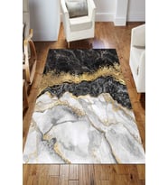 Dijital Kaymaz Taban Yıkanabilir Salon Halısı Mutfak Halısı Koridor Halısı Yolluk ND-HS-312 (Gold)
