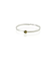 Kadir Jewellery 925 Ayar Gümüş Kaplama El İşçiliği Zirkon Taşlı Kadın Kelepçe Bilezik (Zeytin Yeşili)