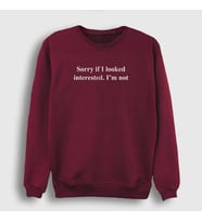 Presmono Unisex Beyaz Sorry If I Looked Sweatshirt 412567tt (Bordo)