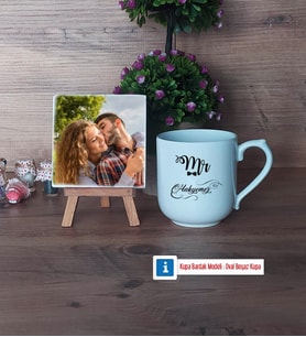 Eşe Hediye Mr Fotoğraflı Dekoratif Taş, Kupa Bardak Beyaz Hediye Yıl Dönümü Hediyesi (Model 5)