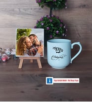 Eşe Hediye Mr Fotoğraflı Dekoratif Taş, Kupa Bardak Beyaz Hediye Yıl Dönümü Hediyesi (Model 5)