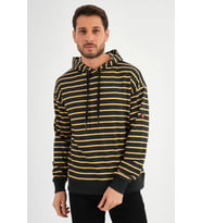 ALEXANDERGARDI ÇİZGİLİ KAPÜŞONLU SWEATSHIRT (UNX-00242) (Sarı-Siyah)