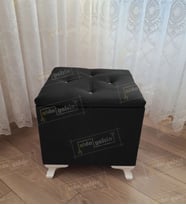 Lüks Sandıklı Tabure Puf 45 x 45 cm (Siyah)