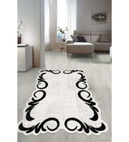 Dijital Baskılı Kaymaz Taban Yıkanabilir Lazer Kesim Salon Halısı Yolluk NLZR-ht-1027 (Krem)
