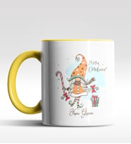 Kişiye Özel Gnome Girl Cüce Tasarımlı Siyah Kupa (Sarı)