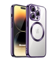 Microsonic Apple iPhone 14 Pro Max Kılıf MagSafe Luxury Electroplate Siyah (Mor)