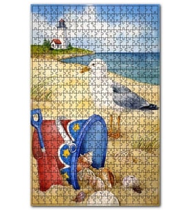 Cakapuzzle Deniz Kumsal Kabuğu Martı Fener Görseli Puzzle Yapboz MDF (Ahşap) (1000 Parça)