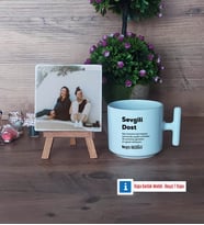 Arkadaşa Hediye Fotoğraflı Dekoratif Taş, Kupa Bardak Beyaz Hediye (Model 12)