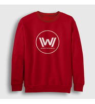 Presmono Unisex Beyaz Logo Westworld Sweatshirt 223567tt (Kırmızı)