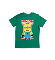 Minions baskılı pamuklu penye kumaş yazlık çocuk tişört (Yeşil)