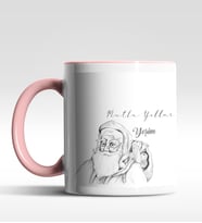 Kişiye Özel Noel Baba Mutlu Yıllar Tasarımlı Siyah Kupa (Pembe)