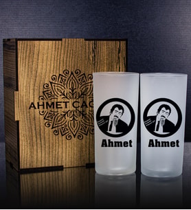 eJOYA Kişiye Özel Kutusunda 2'li Rakı Bardağı Hediye Seti  107153 (Mavi)