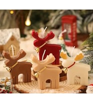 Yılbaşı Noel Geyiği Kokulu Mum Hediye Paketinde (Beyaz)