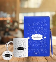 Kimya Öğretmenine Özel Deri Defter Kalem Kupa Ve Anahtarlık Seti (Model 2)