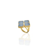 Kadir Jewellery 22 Ayar Altın Kaplama Kadın Zirkon Taşlı Yüzük (Gece Mavisi)