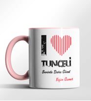 Kişiye Özel Tunceli Seninle Daha Güzel Tema Siyah Renk Kupa (Pembe)