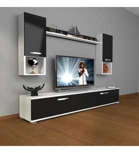 Decoraktiv Eko 5da Mdf Std Tv Ünitesi Tv Sehpası (Beyaz-Siyah)
