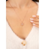 Kar Tanesi 14K Rose / Gold Kaplama Kadın Kolye (Rose)
