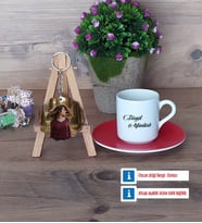 İsme Özel Türk Kahvesi Fincanı Ahşap Altlıklı ve Fotoğraflı Ahşap Anahtarlık Hediye (Model 3)