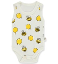 Civil Baby Arı Empirme Baskılı Sfr.Kol1-36 Ay Çıtçıtlı Badi - Sarı