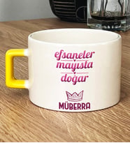 Kişiye Özel Boğa İkizler Burcu Hediye Lüks Fincan Doğum Günü Hediyesi (Sarı)