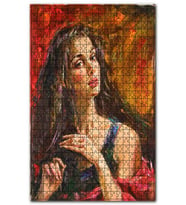 Cakapuzzle Askılı Elbiseli Kumral Kadın Puzzle Yapboz MDF (Ahşap) (500 Parça)