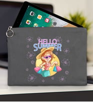 BK Gİft Yaz Temalı-2 Tablet Çantası 30x21cm(12 Renk Seçeneği), Ipad Çantası, Baskılı Tablet Kılıfı (Antrasit)