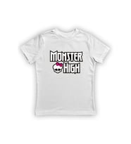 MONSTER HIGH baskılı pamuklu penye kumaş yazlık çocuk tişört (Beyaz)