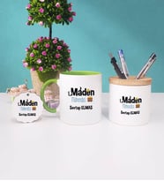 Maden Mühendisi Kupa Bardak Kırmızı Kalemlik ve Anahtarlık (Model 8)