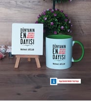 Dayıya Hediye Dekoratif Taş, Kupa Bardak Kırmızı Hediye (Model 13)
