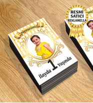 4 Temalı Kişiye Özel Resimli Doğum Günü Magneti  8x6 Cm 10 Adet (Altın)