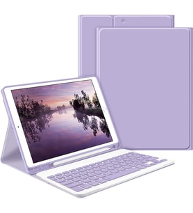 Samsung Galaxy Tab S7 FE S7 Plus S8 Plus 12.4" Kılıf Kablosuz Klavyeli Case Moba (Leylak)