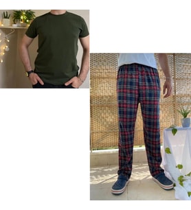 Cepli Regular Fit Alt Pamuklu Örme Bisiklet Yaka Erkek Pijama Takımı (Karışık)