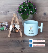 Pilot Kupa Bardak Beyaz ve Fotoğraflı Ahşap Anahtarlık Hediye (Model 12)
