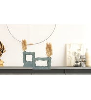 Livava Çerçeve Seramik Vazo İkili Set, Ekru, 21X15 (Yeşil)