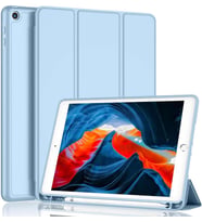 Apple iPad 7. Nesil 10.2" Kılıf Kalem Bölmeli Smart Case A2197 A2198 A2200 (Mavi)