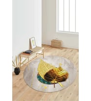 Dijital Baskılı Kaymaz Taban Yıkanabilir Yuvarlak Salon Halısı Koridor Halısı Paspas NDY-HS-529 (Gold)