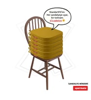 XPERMATE 6'lı StandartFit Oval Sandalye Minderi Fermuarlı Yıkanabilir Kılıf Bağcıklı Su ve Yağ İtici 42x42x5 cm (Hardal)