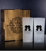 eJOYA Kişiye Özel Kutusunda 2'li Rakı Bardağı Hediye Seti 107204 (Mavi)