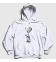 Presmono Unisex Beyaz Alien Roger Smith Dizi American Dad Kapüşonlu Sweatshirt 299287tt (Beyaz)